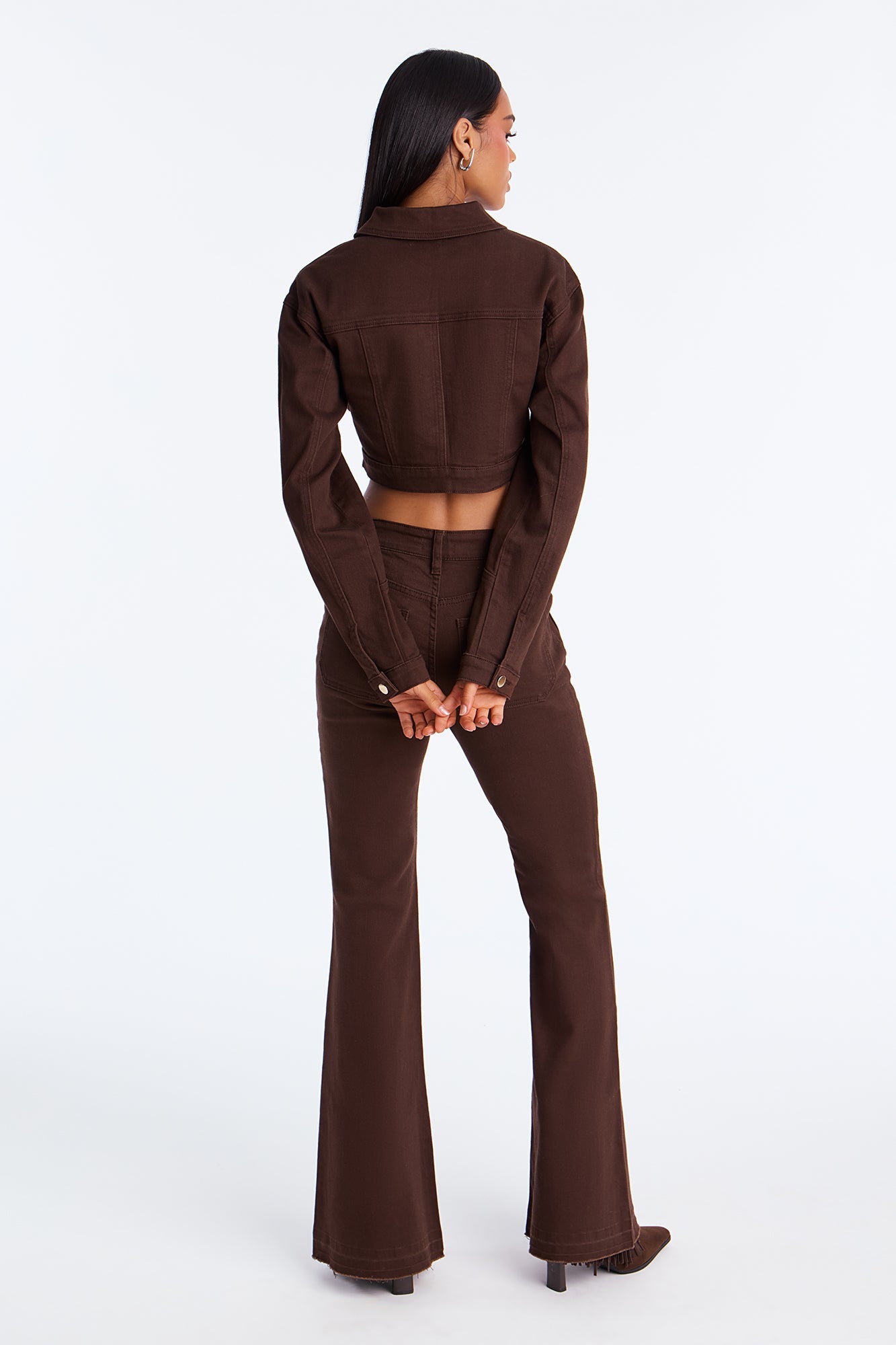 Show You Around Stretch Twill Pant Set - Brown