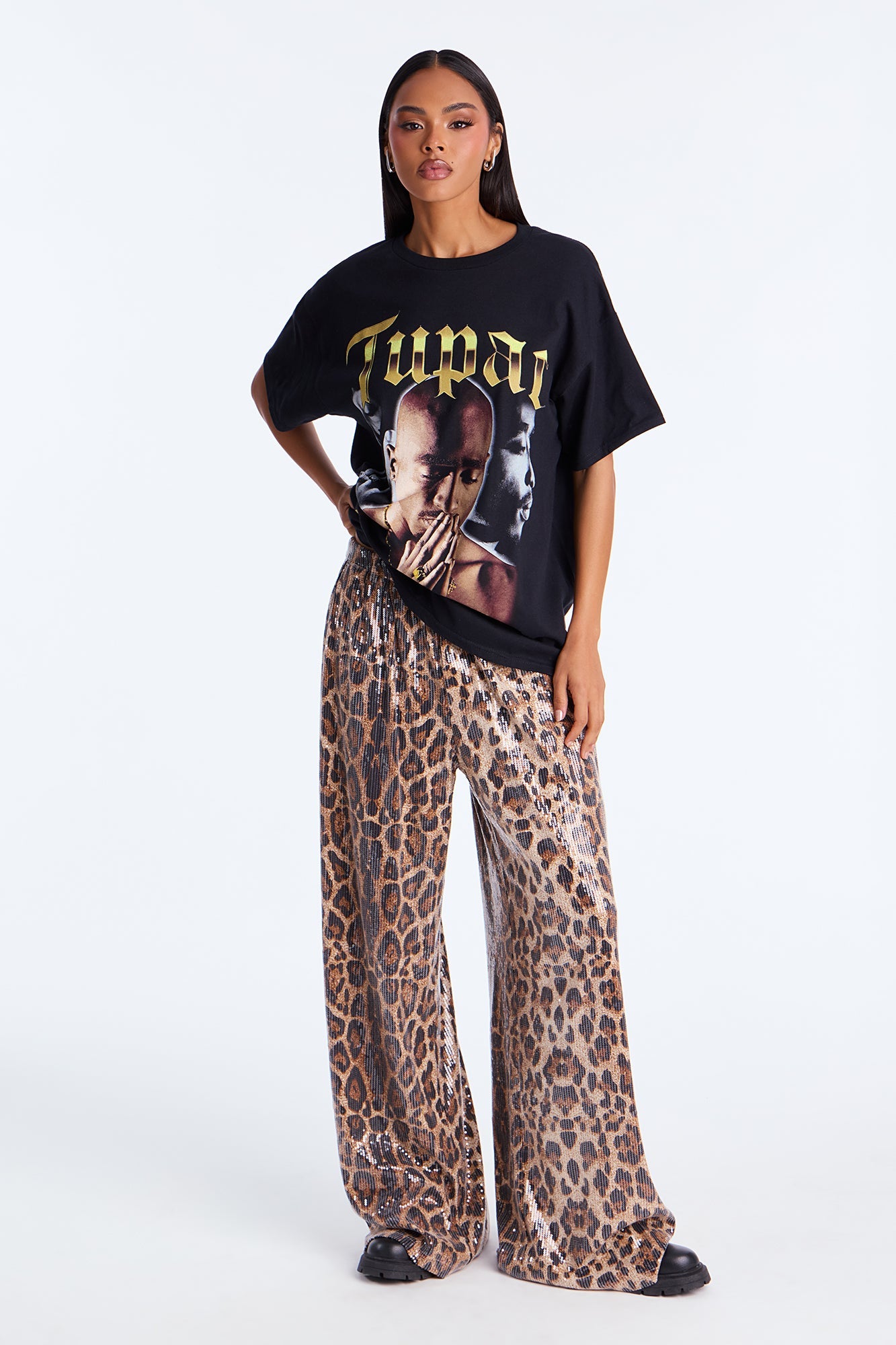 Tupac Dear Mama Jumbo Print Tee - Black
