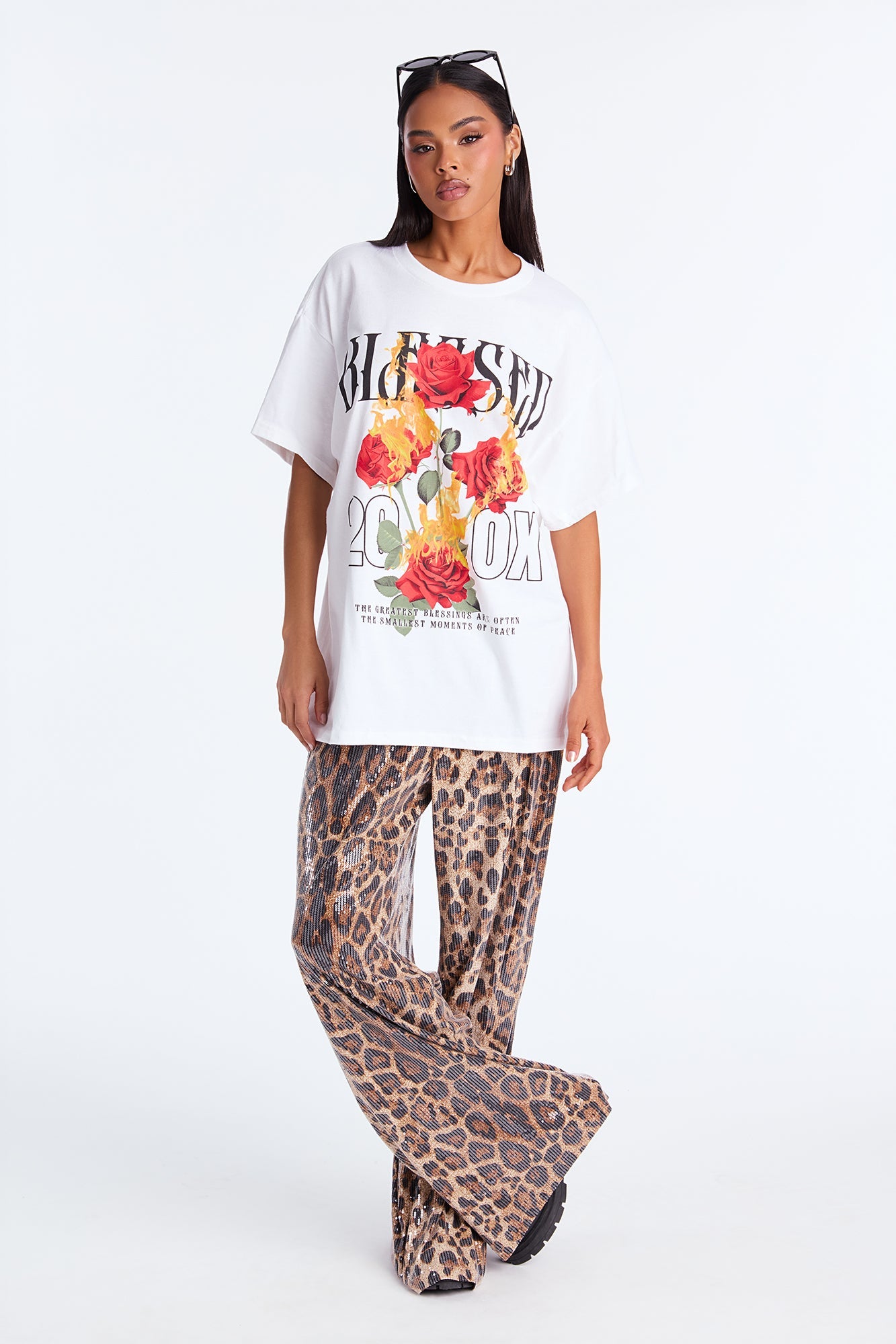Blessed Rose Oversize Tshirt - White