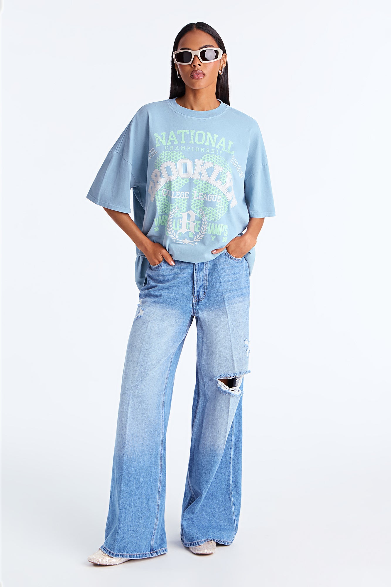 Brooklyn 28 Oversized Washed TShirt - Indigo