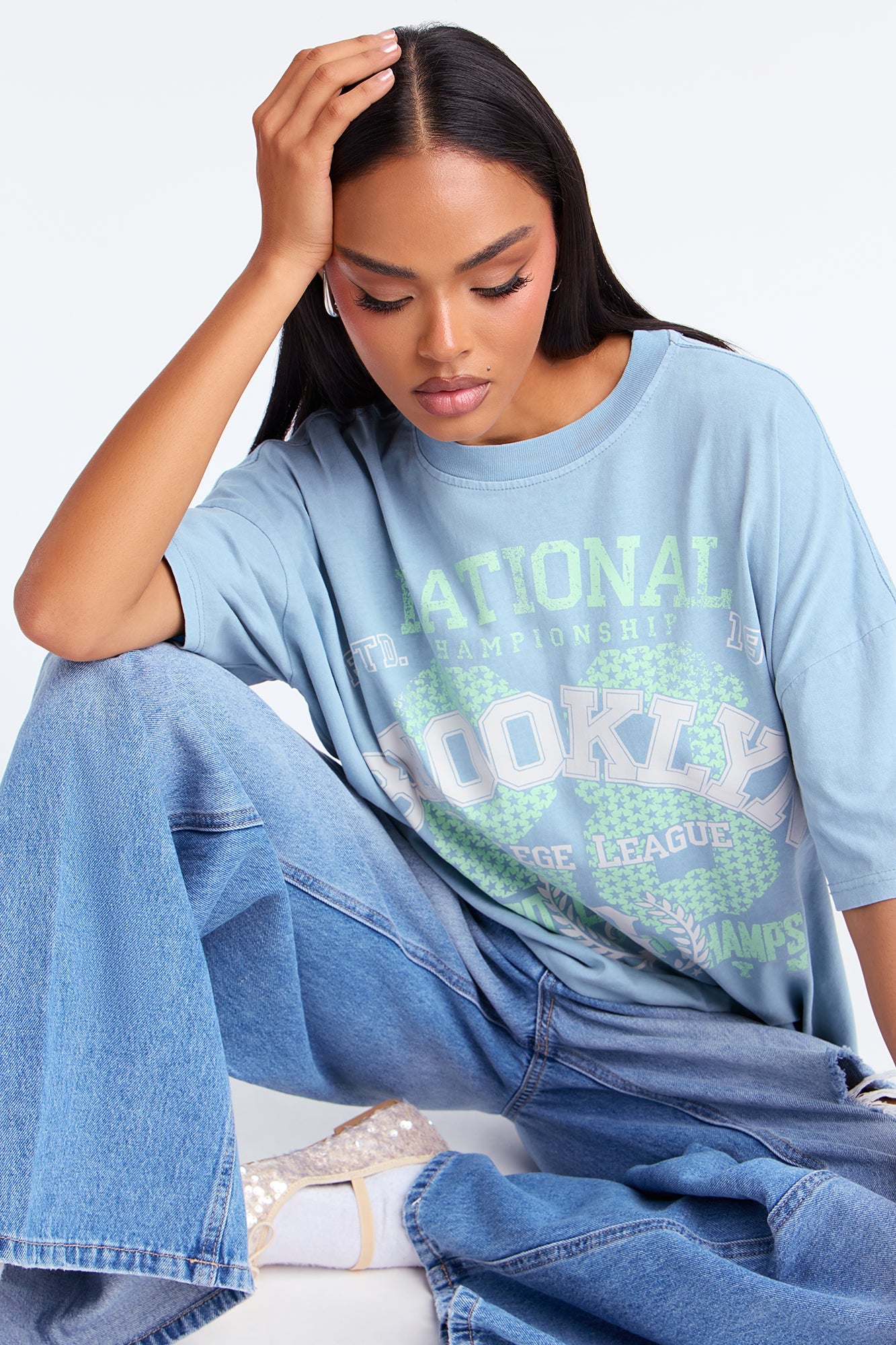 Brooklyn 28 Oversized Washed TShirt - Indigo