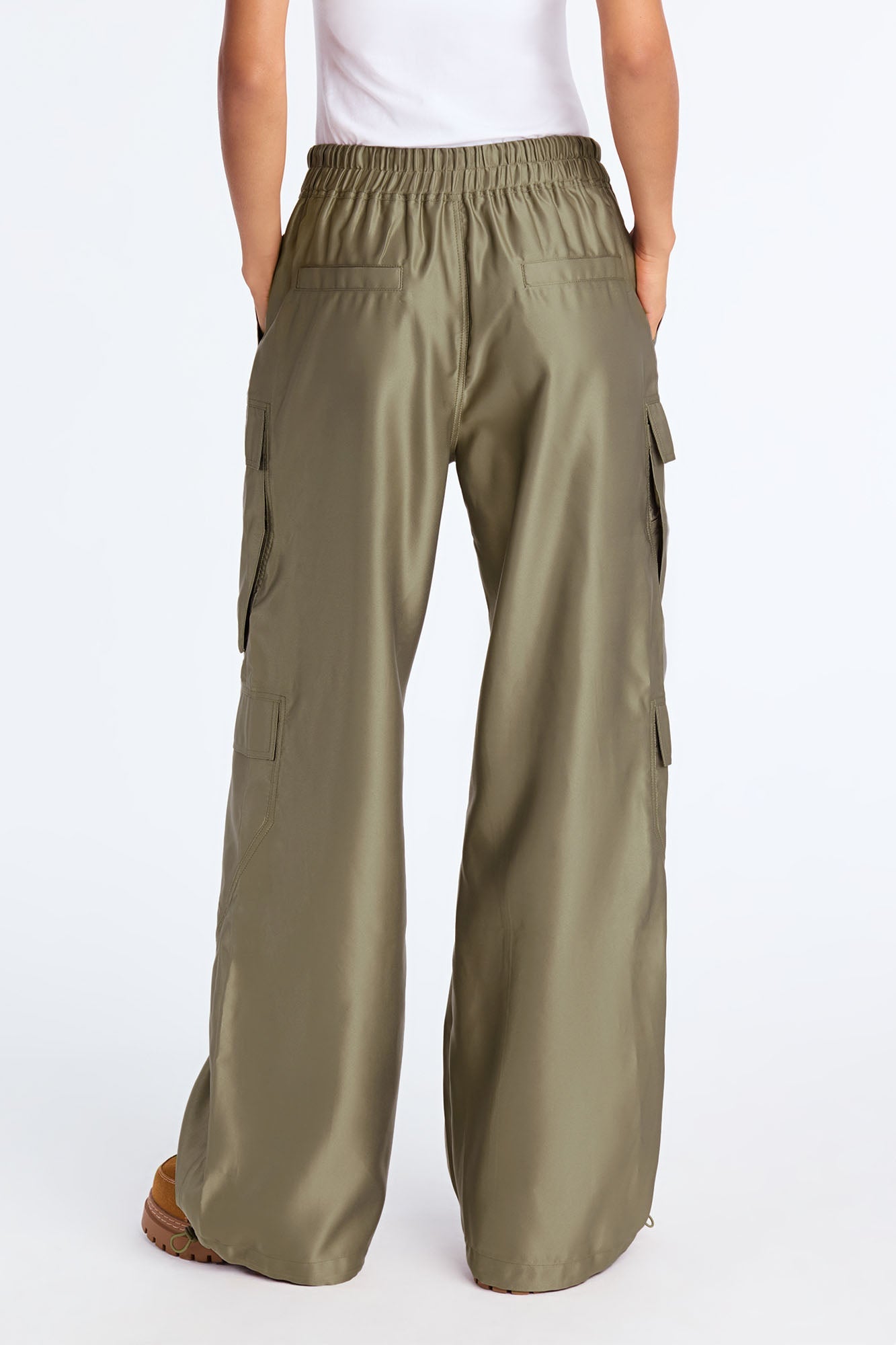 Gemma Cargo Satin Jogger Pant - Olive