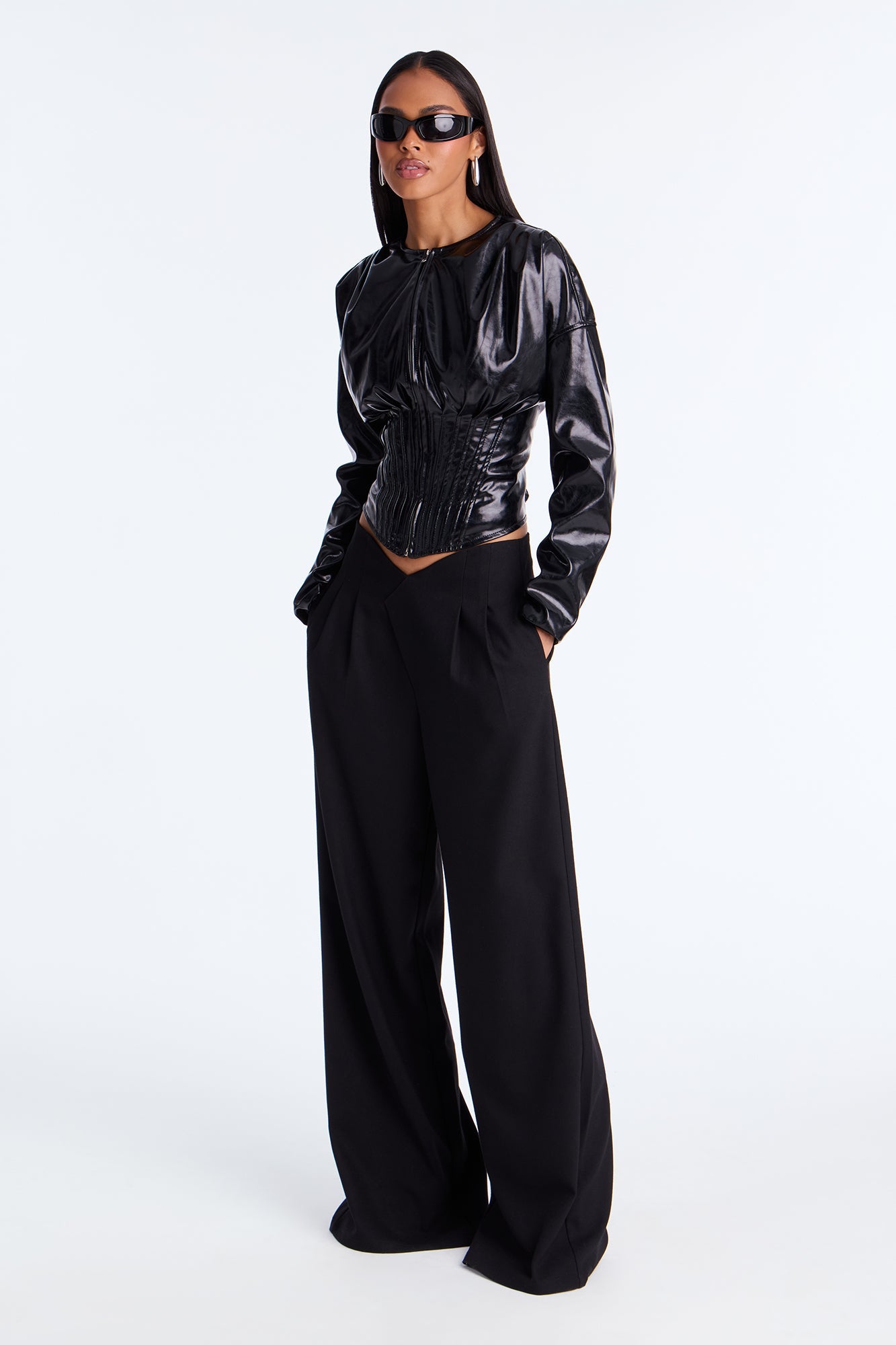 Level Up Faux Leather Fitted Jacket - Black