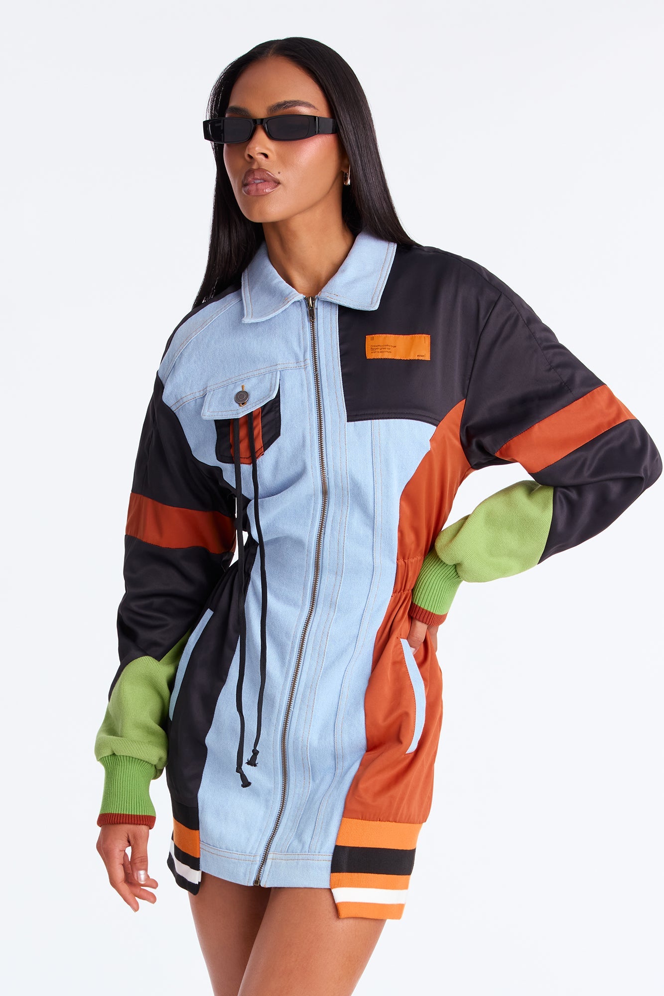 Tall Sonic Zoom Denim Mini Dress - Black/combo