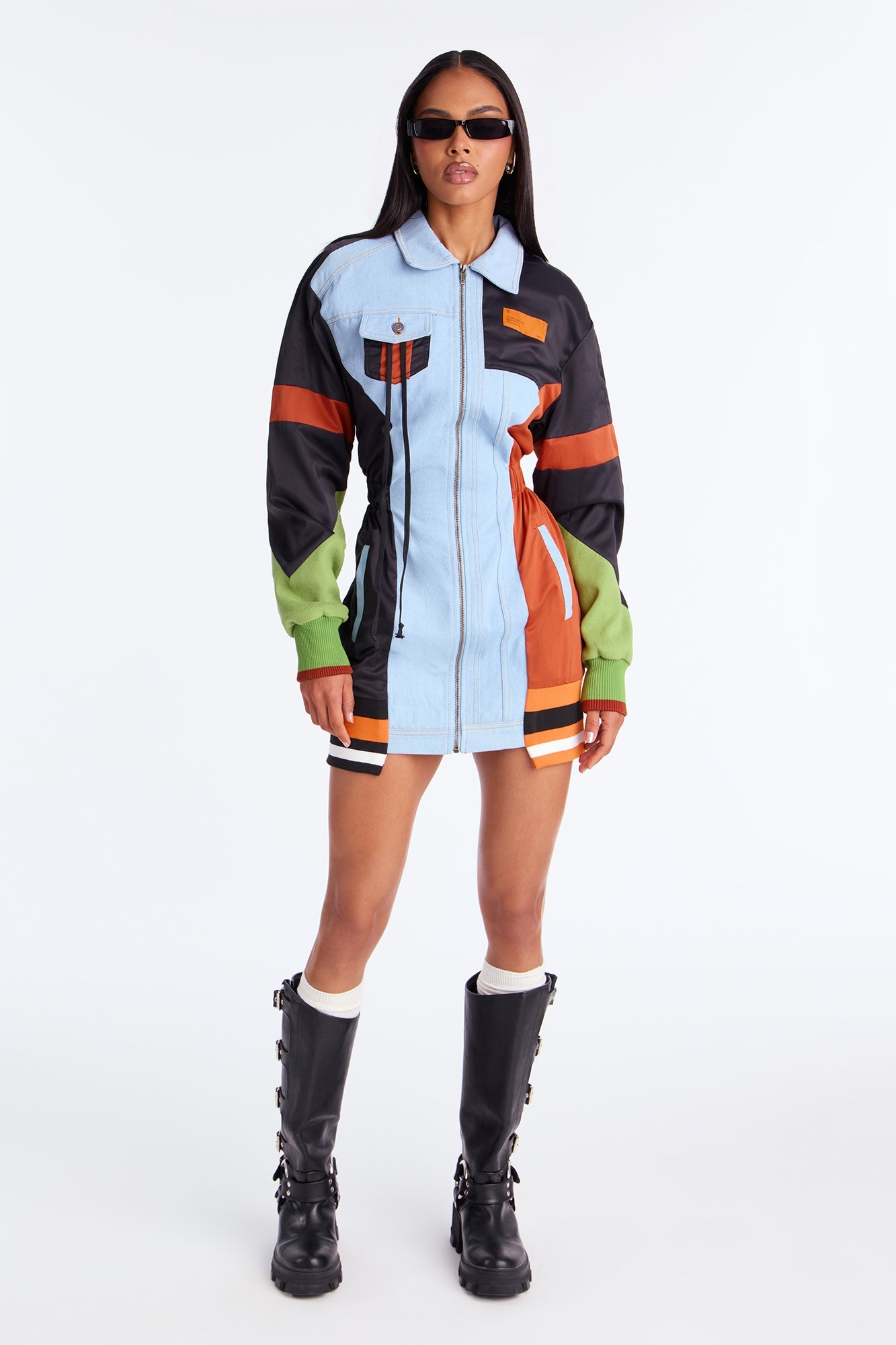 Tall Sonic Zoom Denim Mini Dress - Black/combo