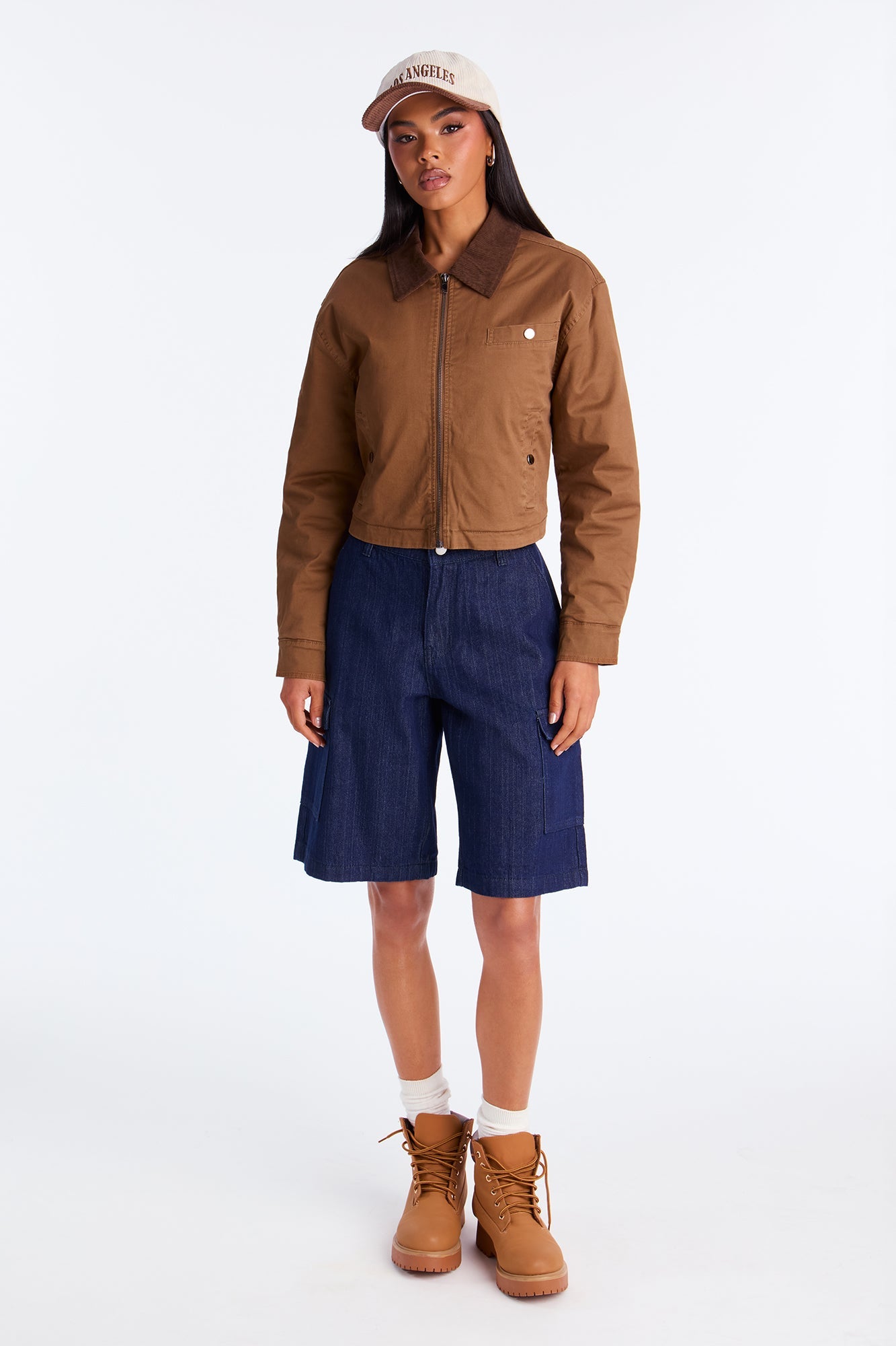 Academia Cargo Denim Jorts - Dark Denim