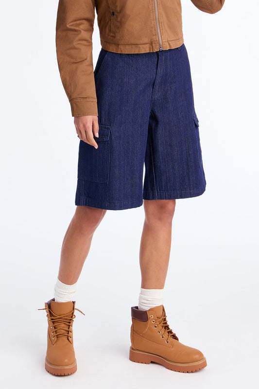 Academia Cargo Denim Jorts - Dark Denim