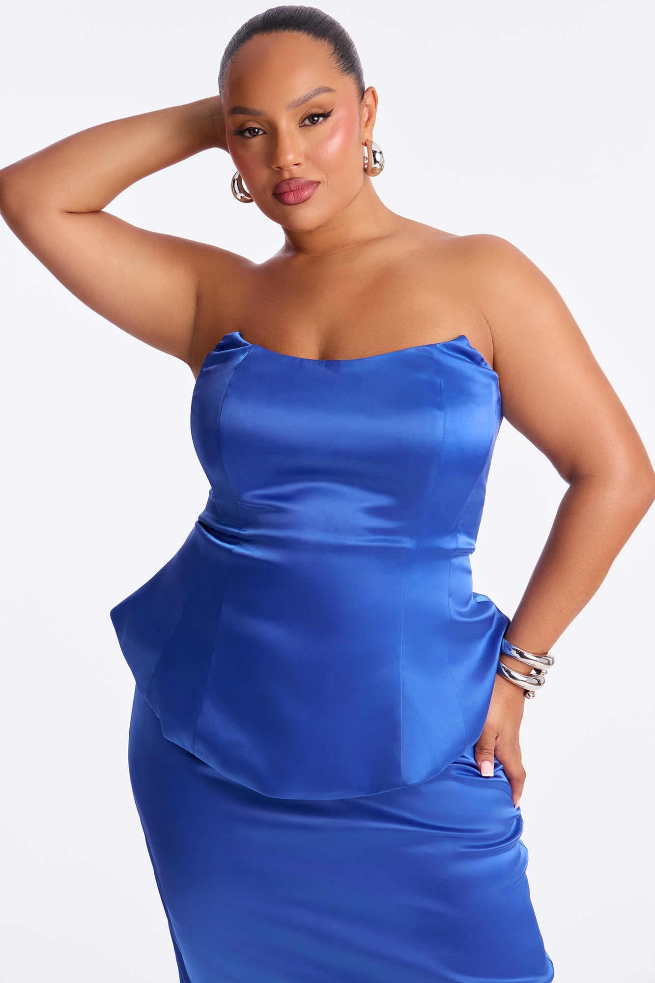 Darling Mine Satin Midi Dress - Royal