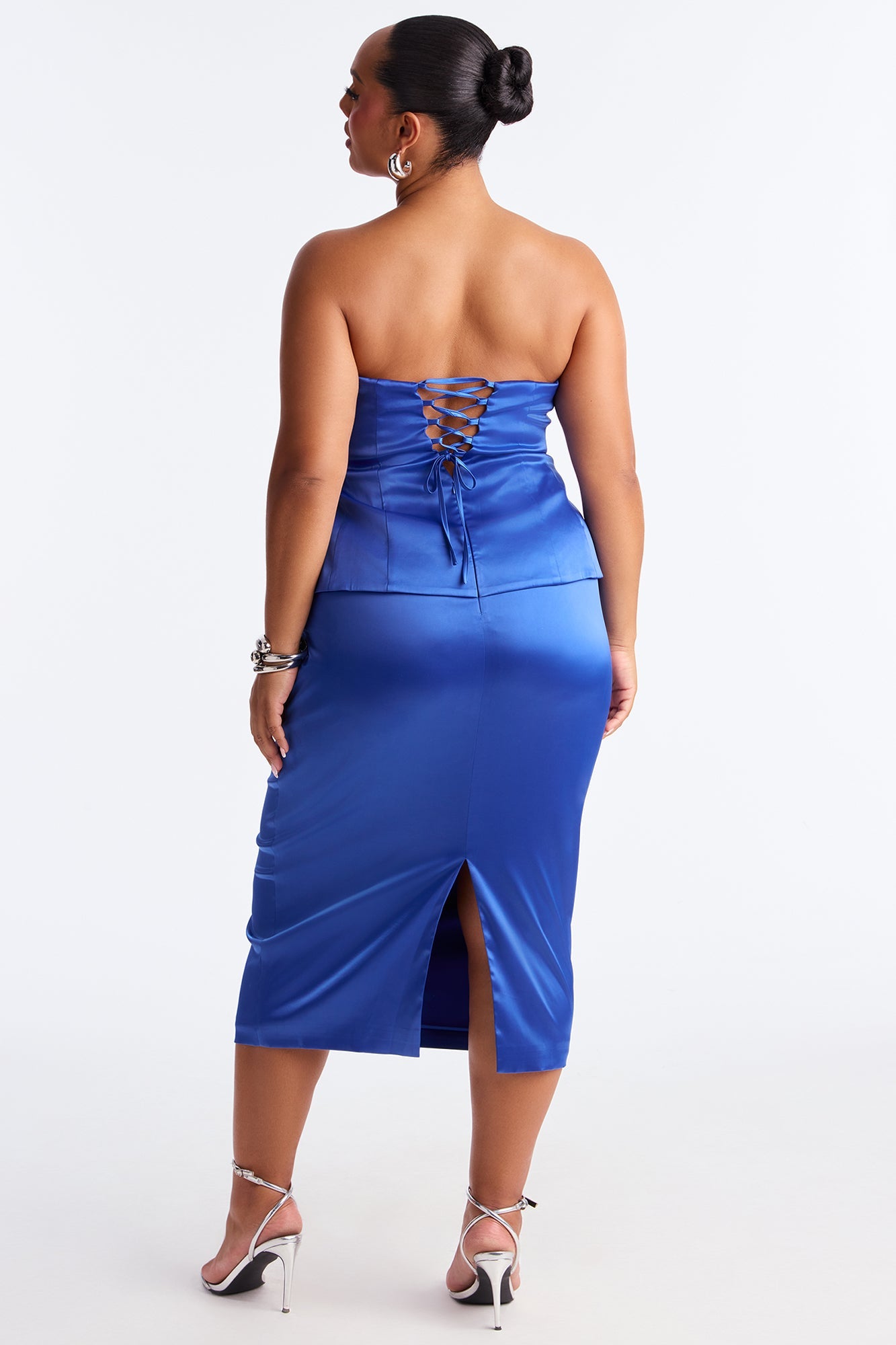 Darling Mine Satin Midi Dress - Royal