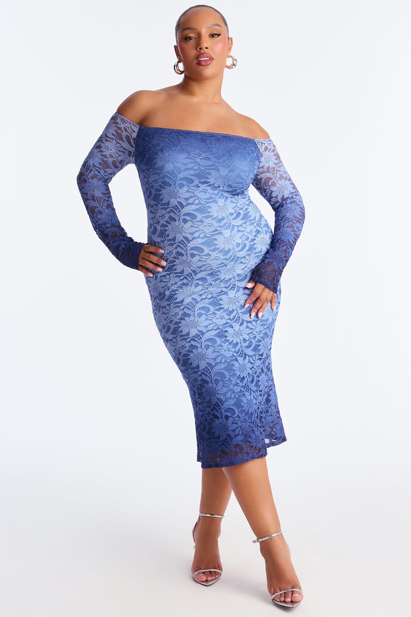 Lorelei Ombre Lace Midi Dress - Blue