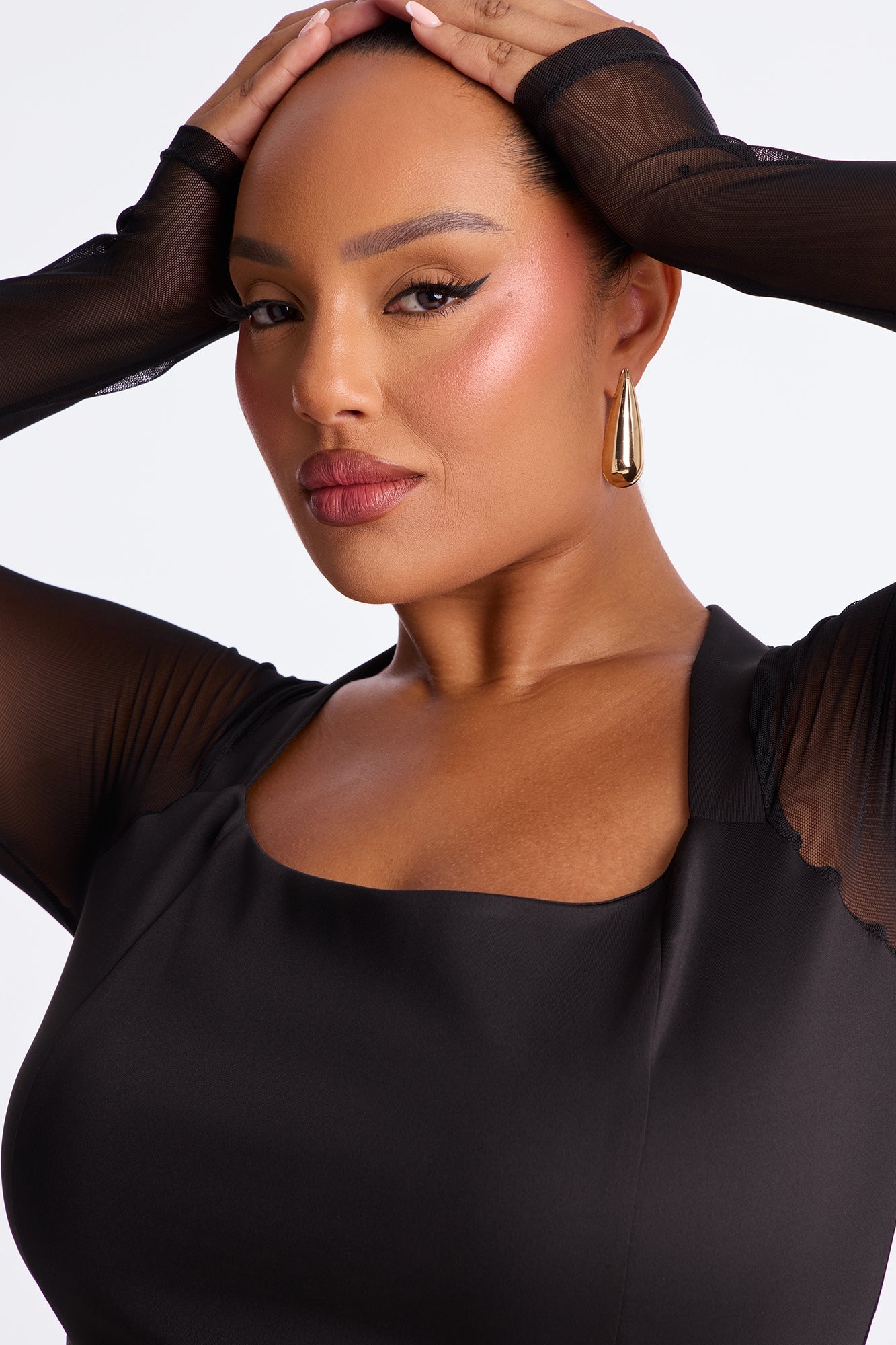 Romina Ruffle Trim Midi Dress - Black