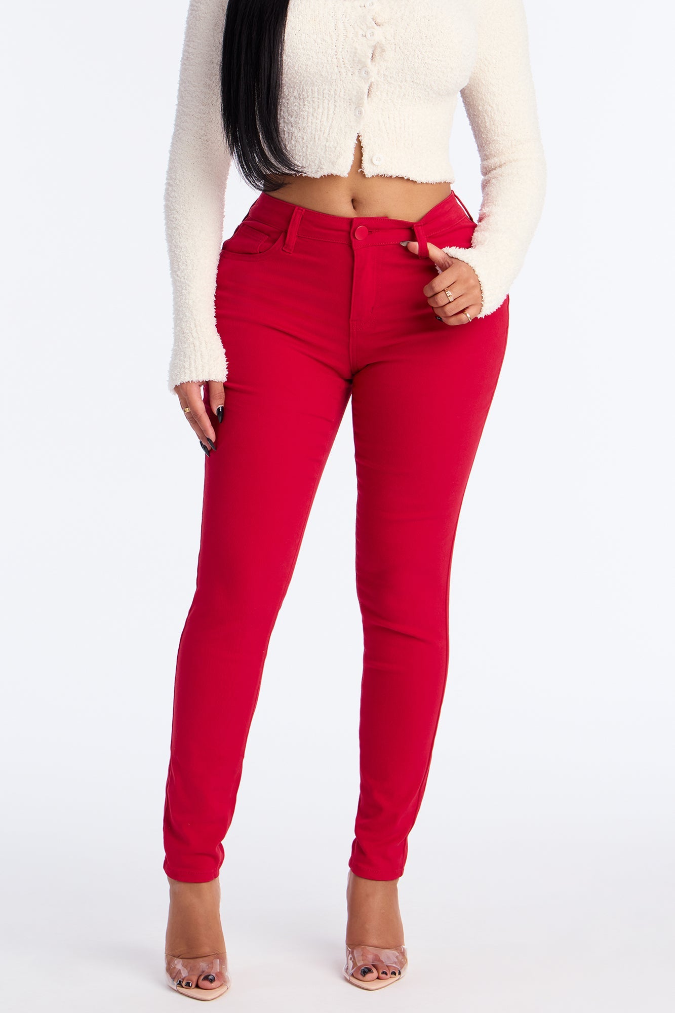 Skinny Uniform Pants - Red