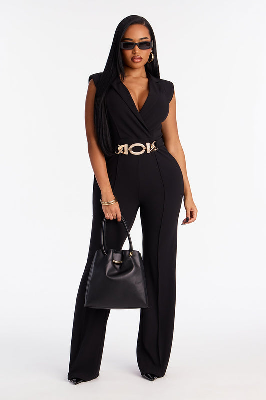 High Standards Draped Jumpsuit - Black