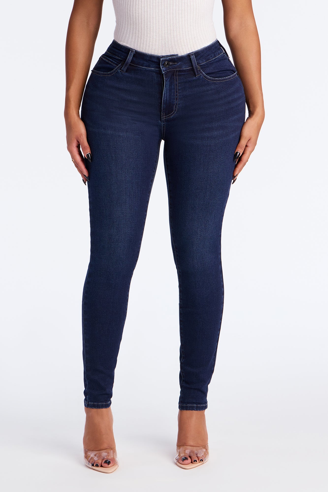 Smooth Fit Mid Rise Skinny Jeans - Dark Wash
