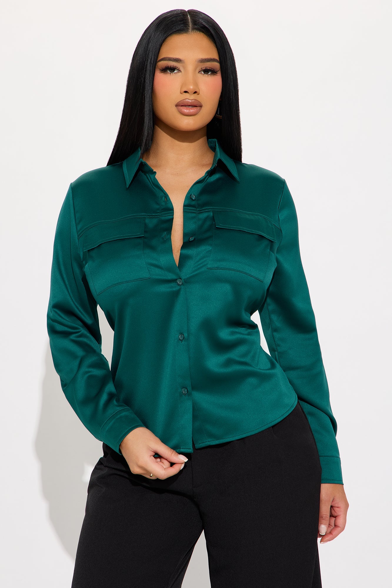 Star Player Satin Shirt - Hunter Green