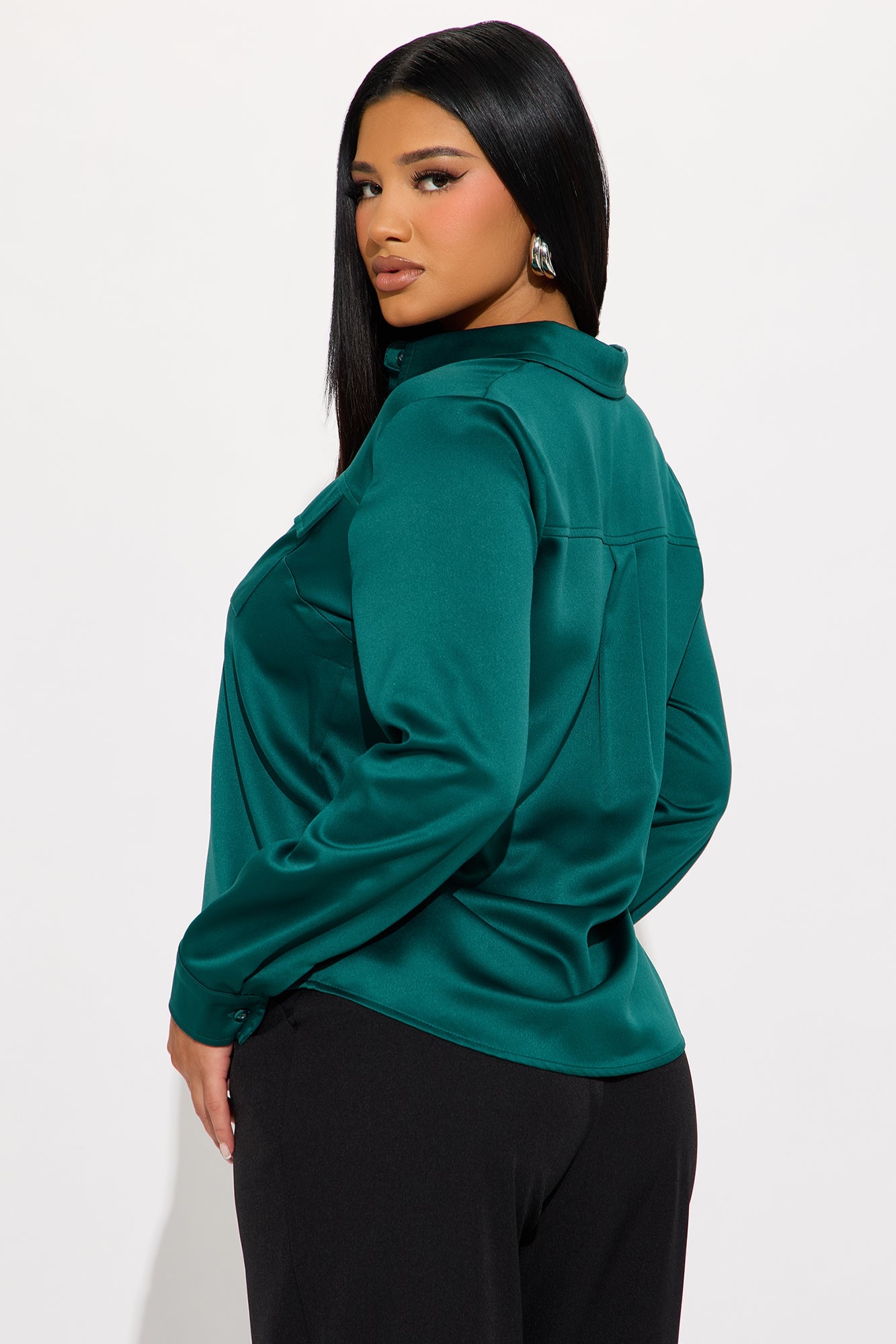 Star Player Satin Shirt - Hunter Green