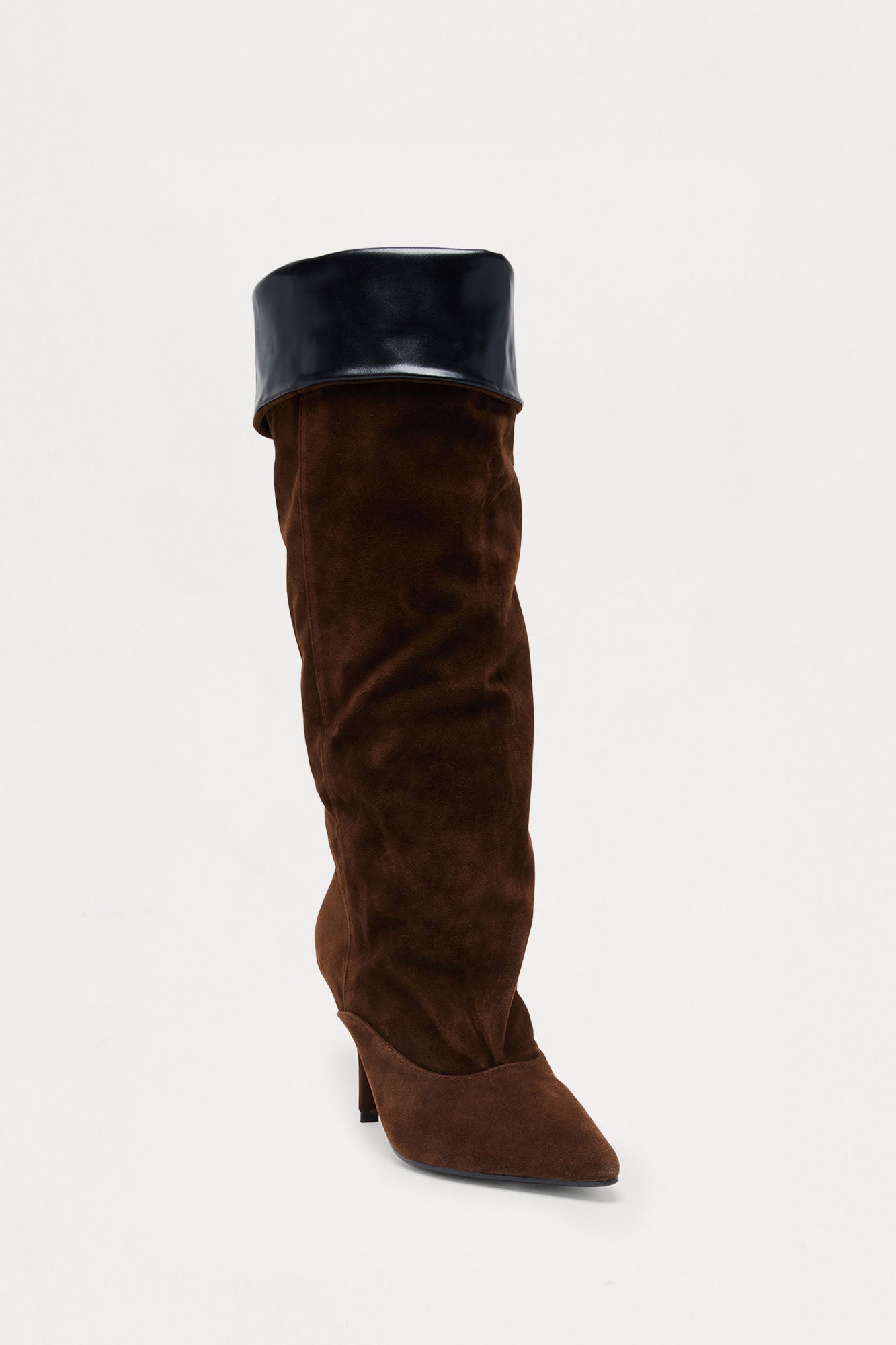 Seattle Ruched Knee High Boots - Chocolate