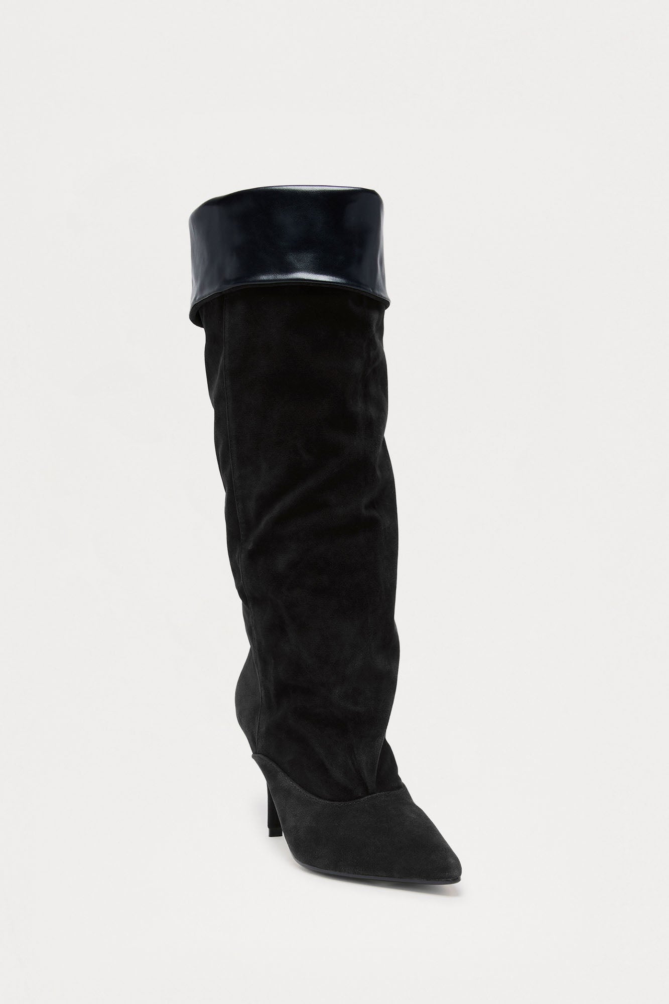 Seattle Ruched Knee High Boots - Black