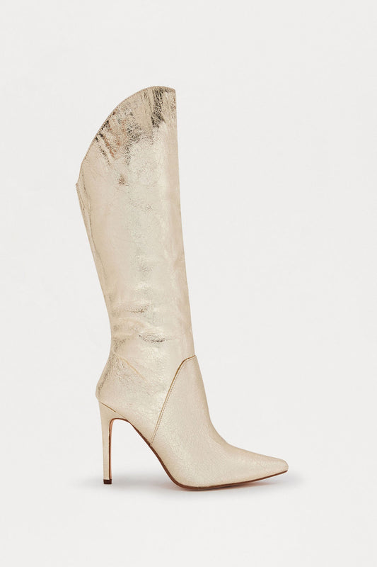 Deanie Stiletto Knee High Boots - Gold