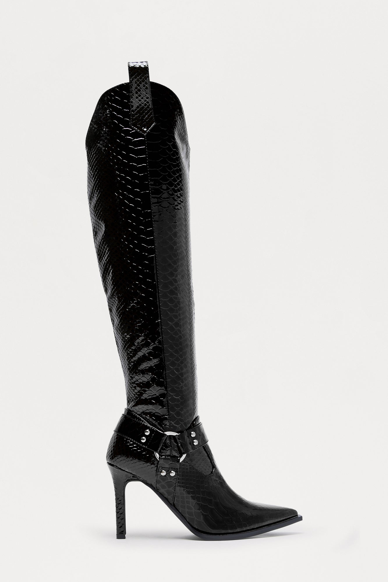 Rochester Hardware Stiletto Boots - Black