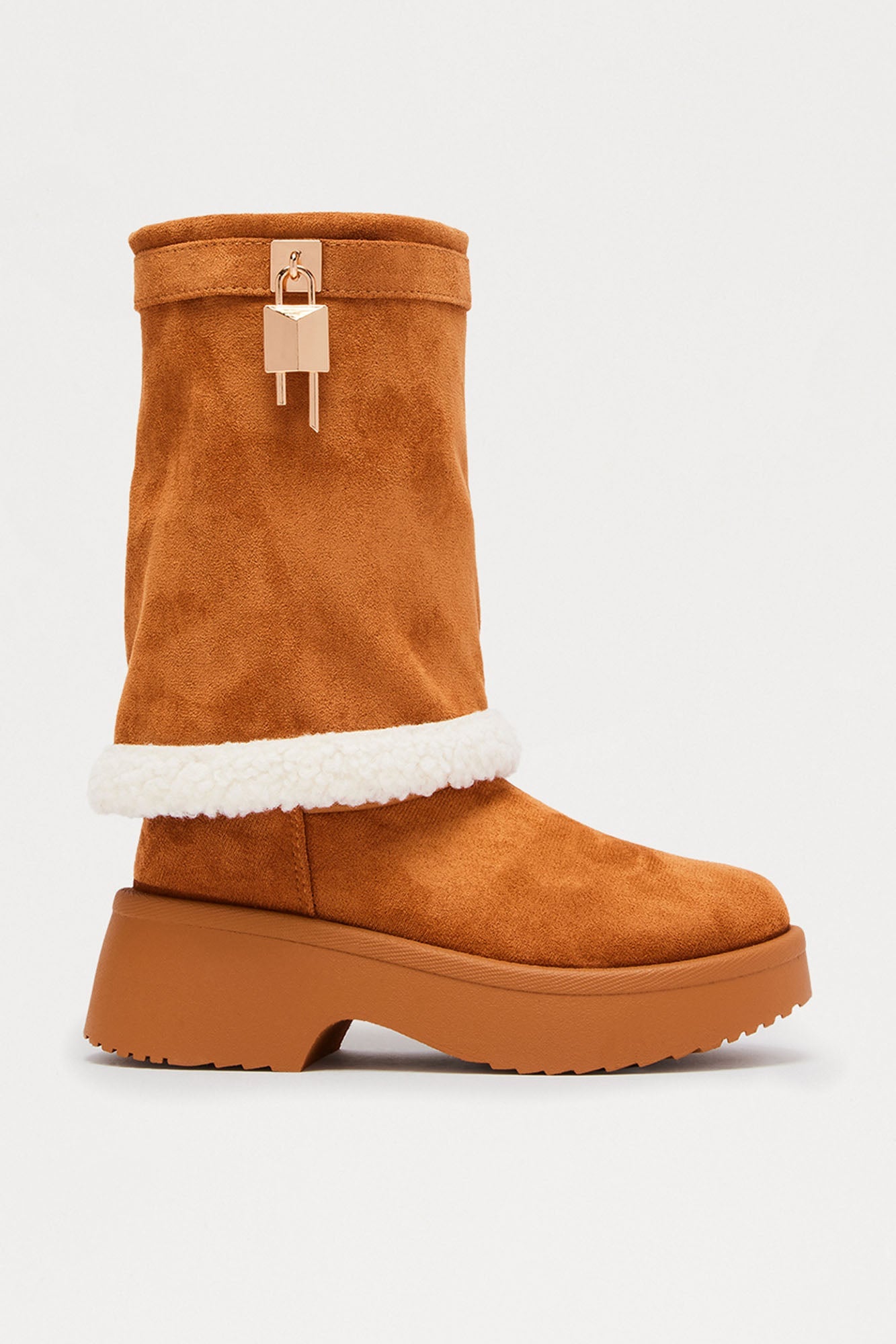 Minnesota Sherpa Trim Overlay Booties - Nude