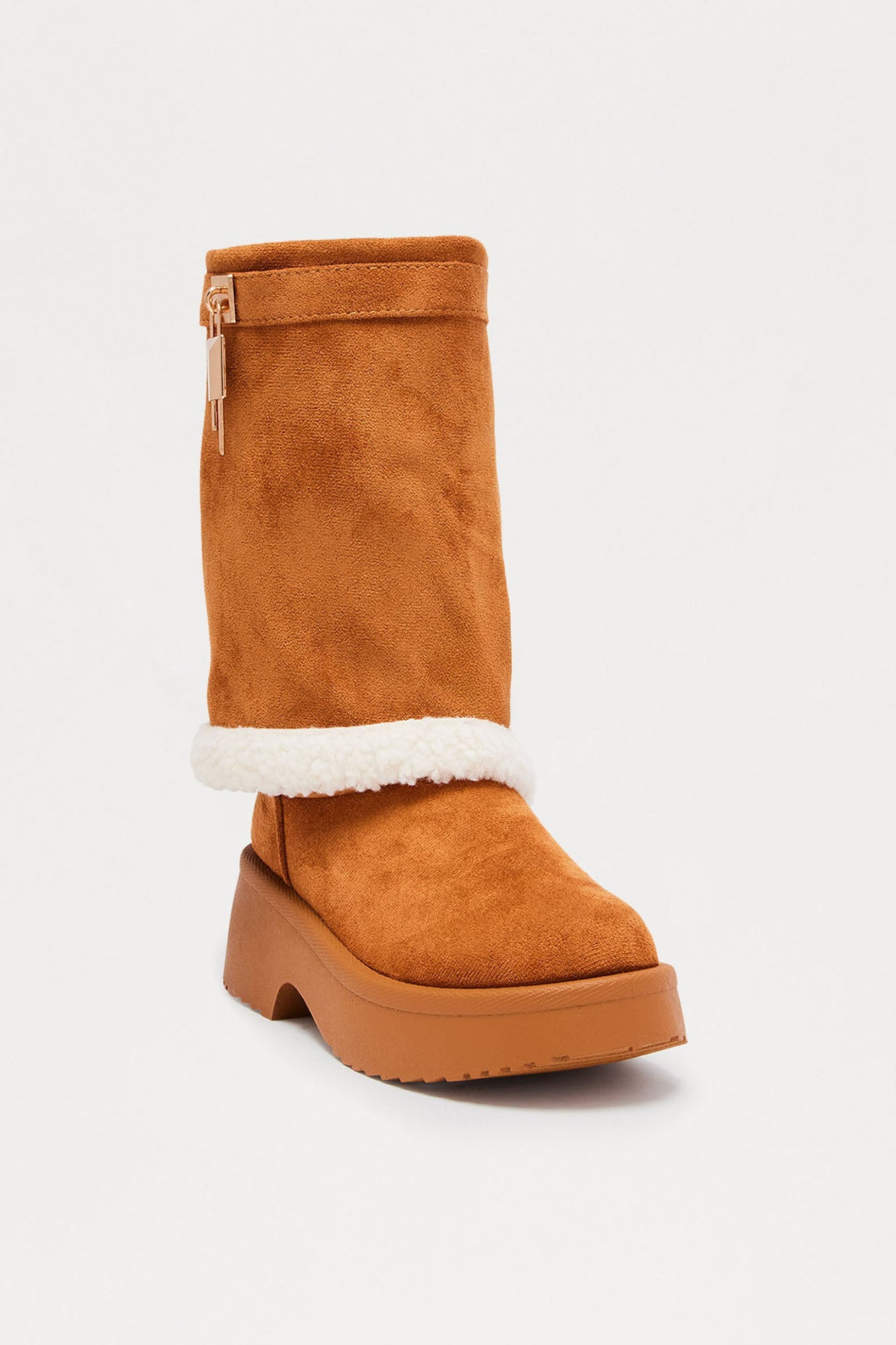 Minnesota Sherpa Trim Overlay Booties - Nude