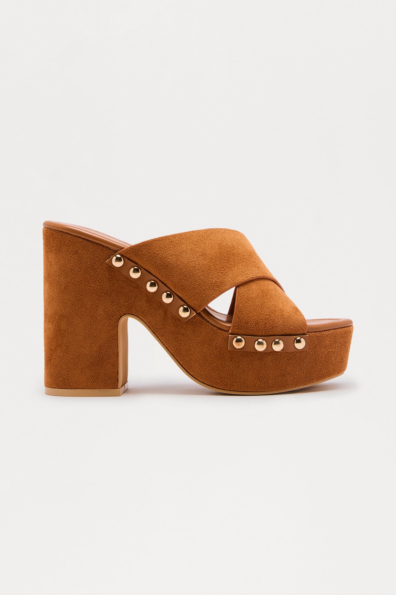 Dandy Studded Platform Mules - Tan