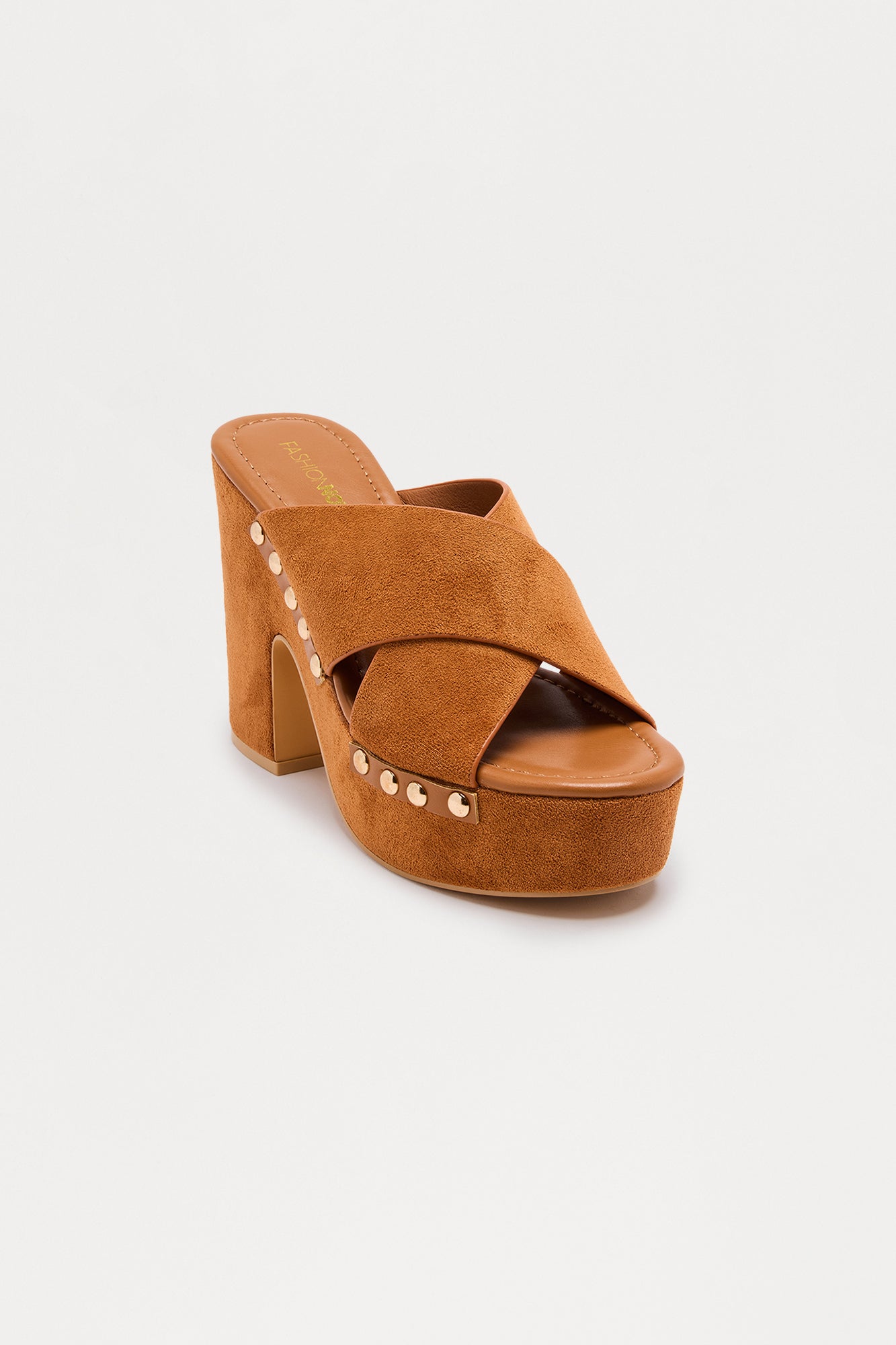 Dandy Studded Platform Mules - Tan