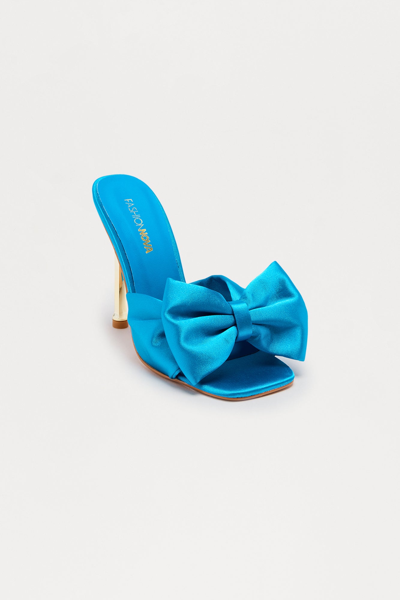 Rainey Satin Bow Heels - Turquoise
