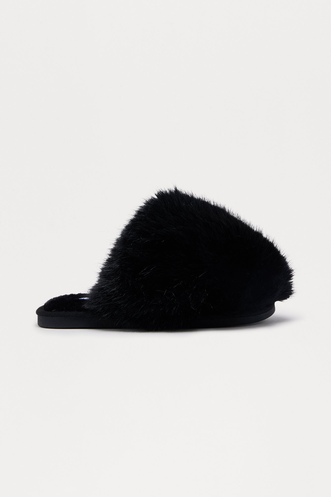Roro Faux Fur Slippers - Black