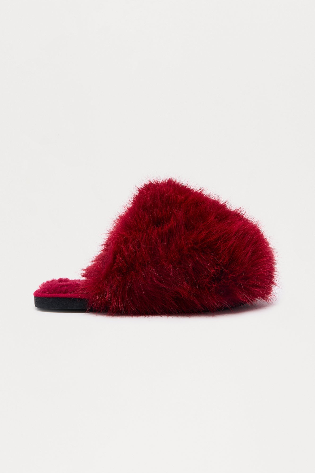Roro Faux Fur Slippers - Burgundy
