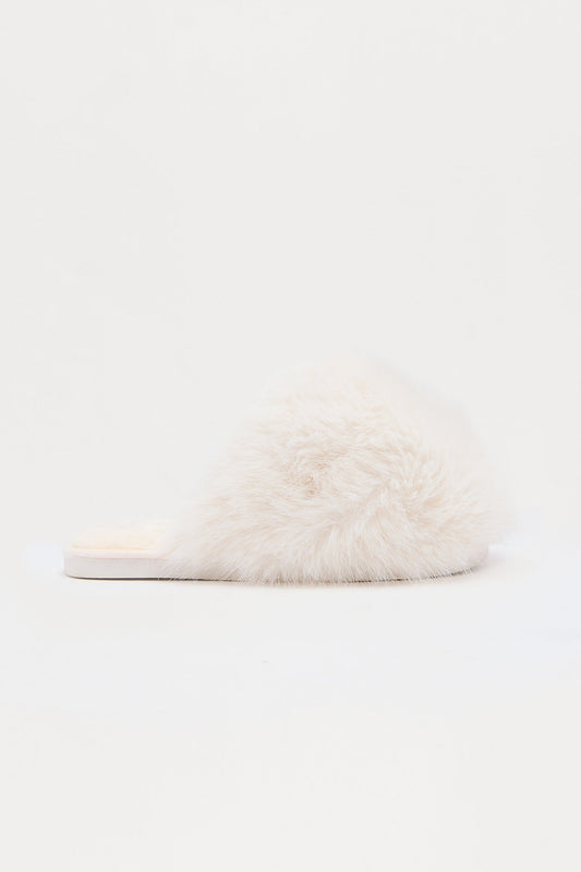 Roro Faux Fur Slippers - White