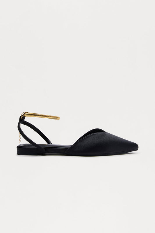Samira Ankle Strap Flats - Black