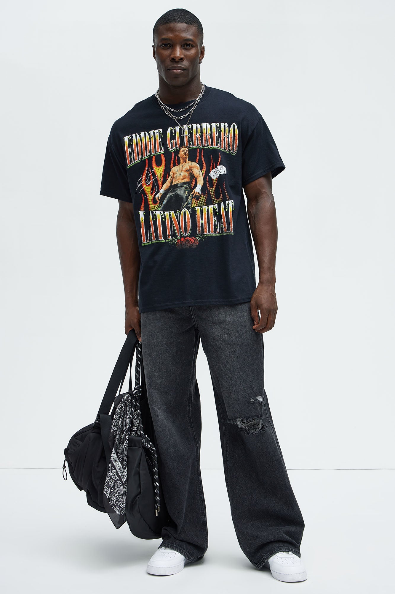 WWE Eddie Guerrero Latino Heat Oversized Short Sleeve Tee - Black