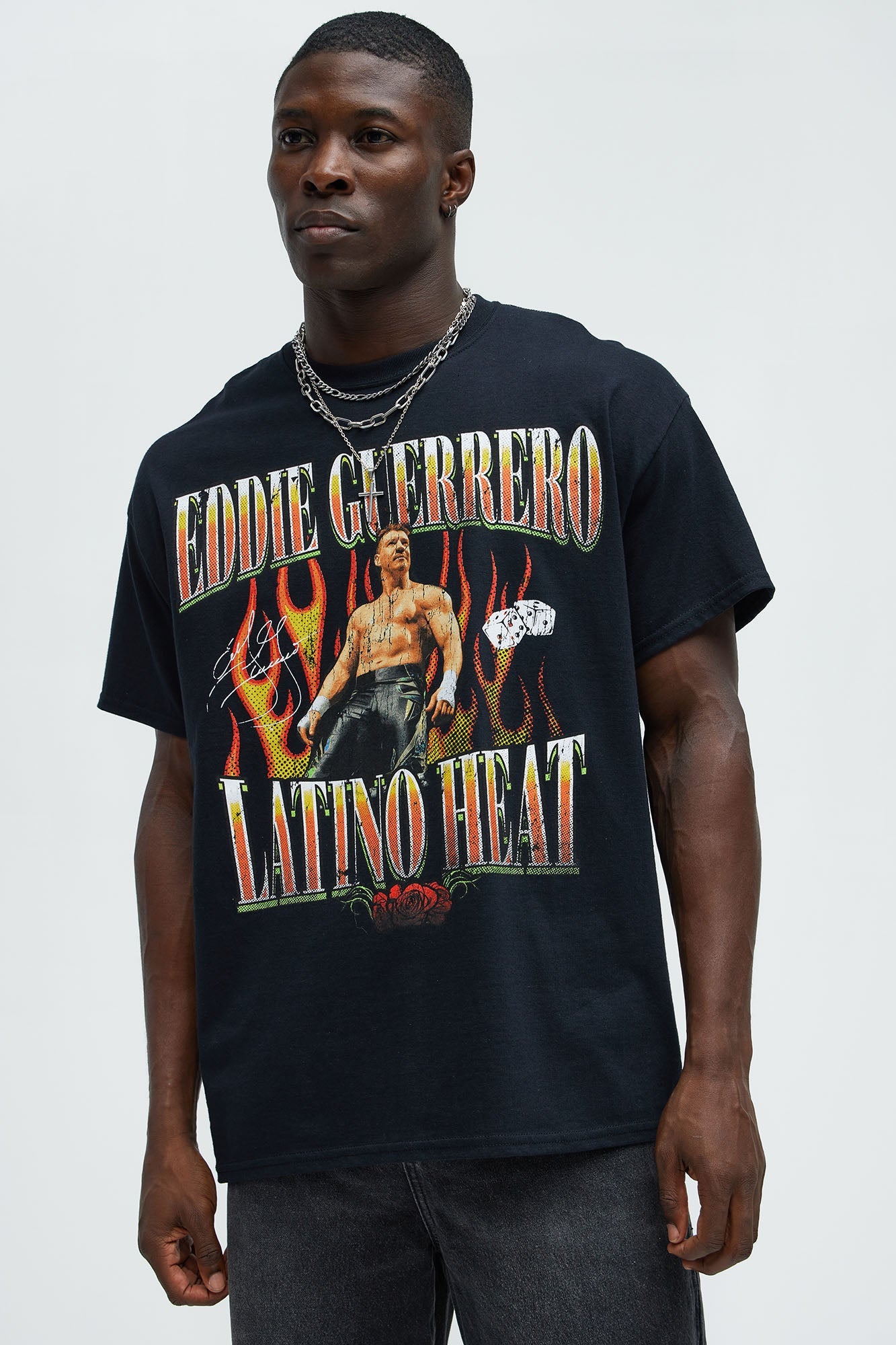 WWE Eddie Guerrero Latino Heat Oversized Short Sleeve Tee - Black
