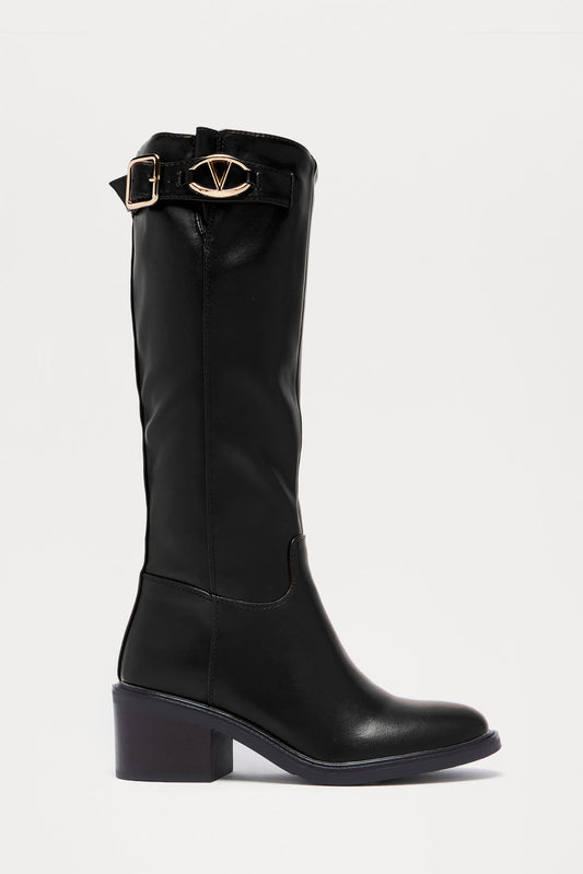 Trooper Hardware Faux Leather Boots - Black