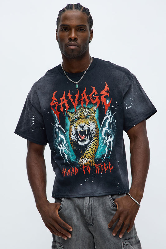 Savage Oversized Vintage Short Sleeve Tee - Black Wash