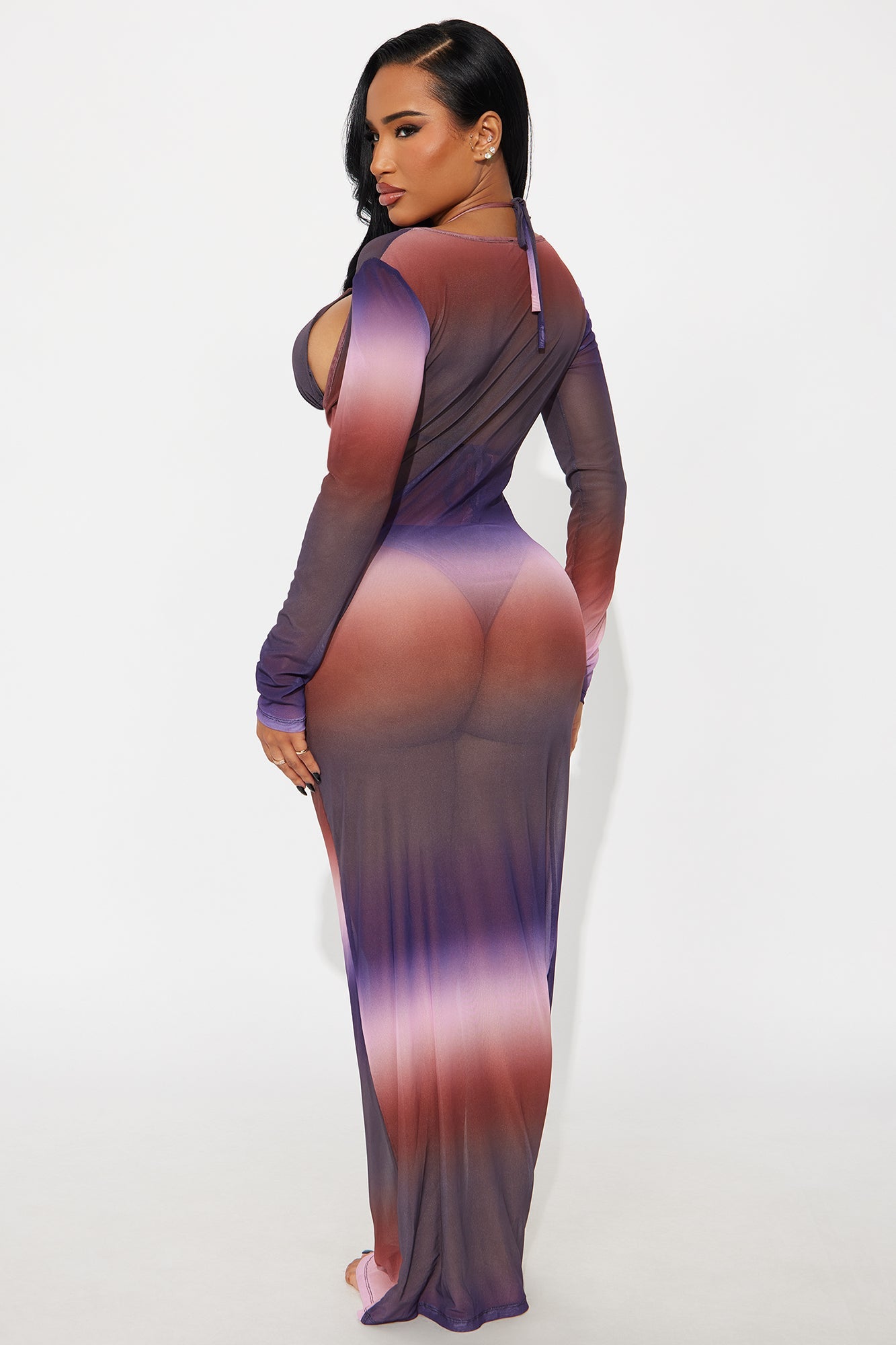 Summers In Tulum Mesh 3 Piece Sunsuit Set - Purple