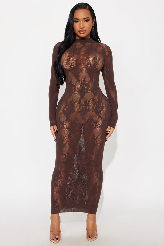 Close To You Bodystocking Dress - Chocolate