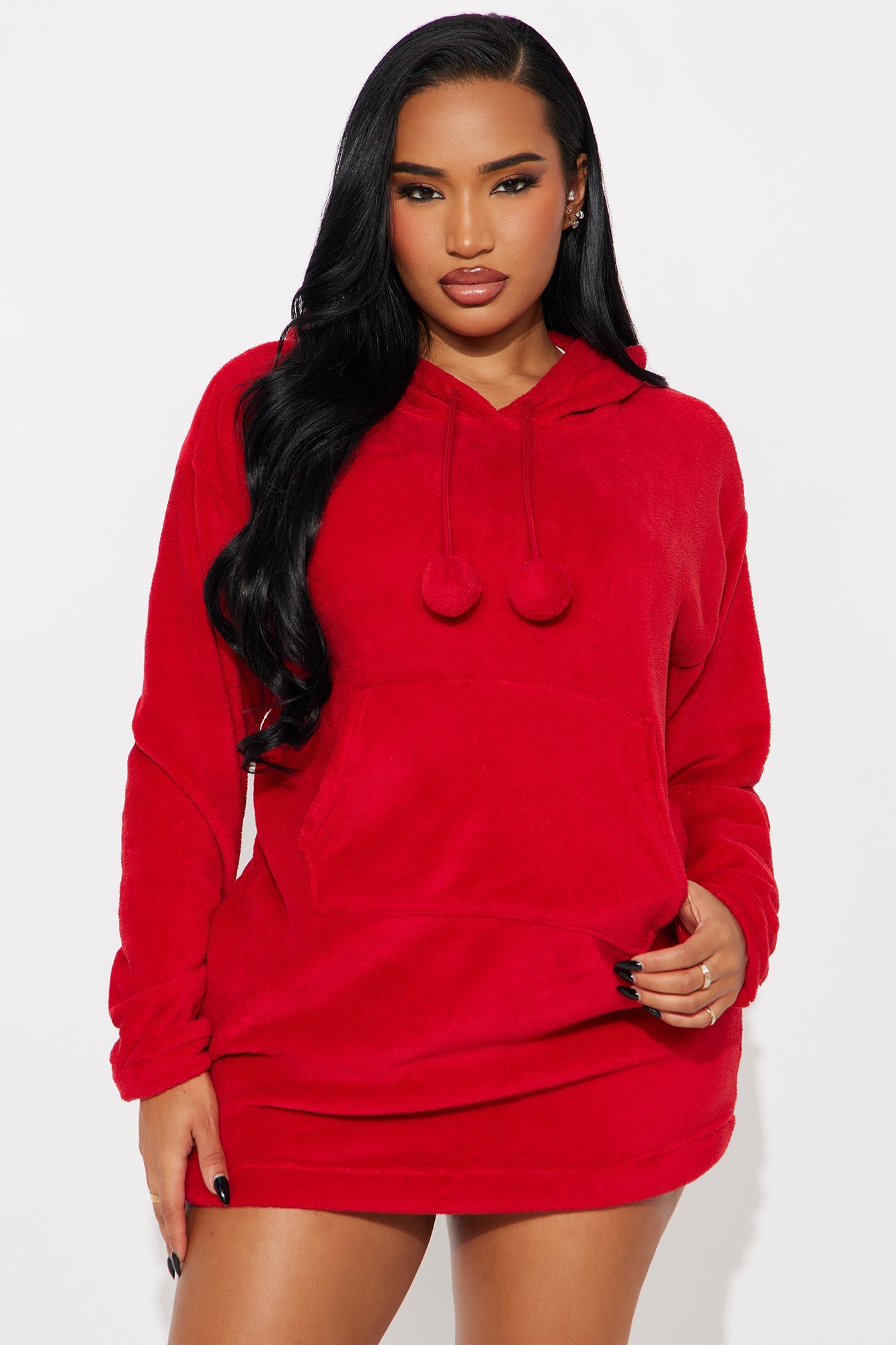 Keep You Cozy Plush PJ Hoodie - Red