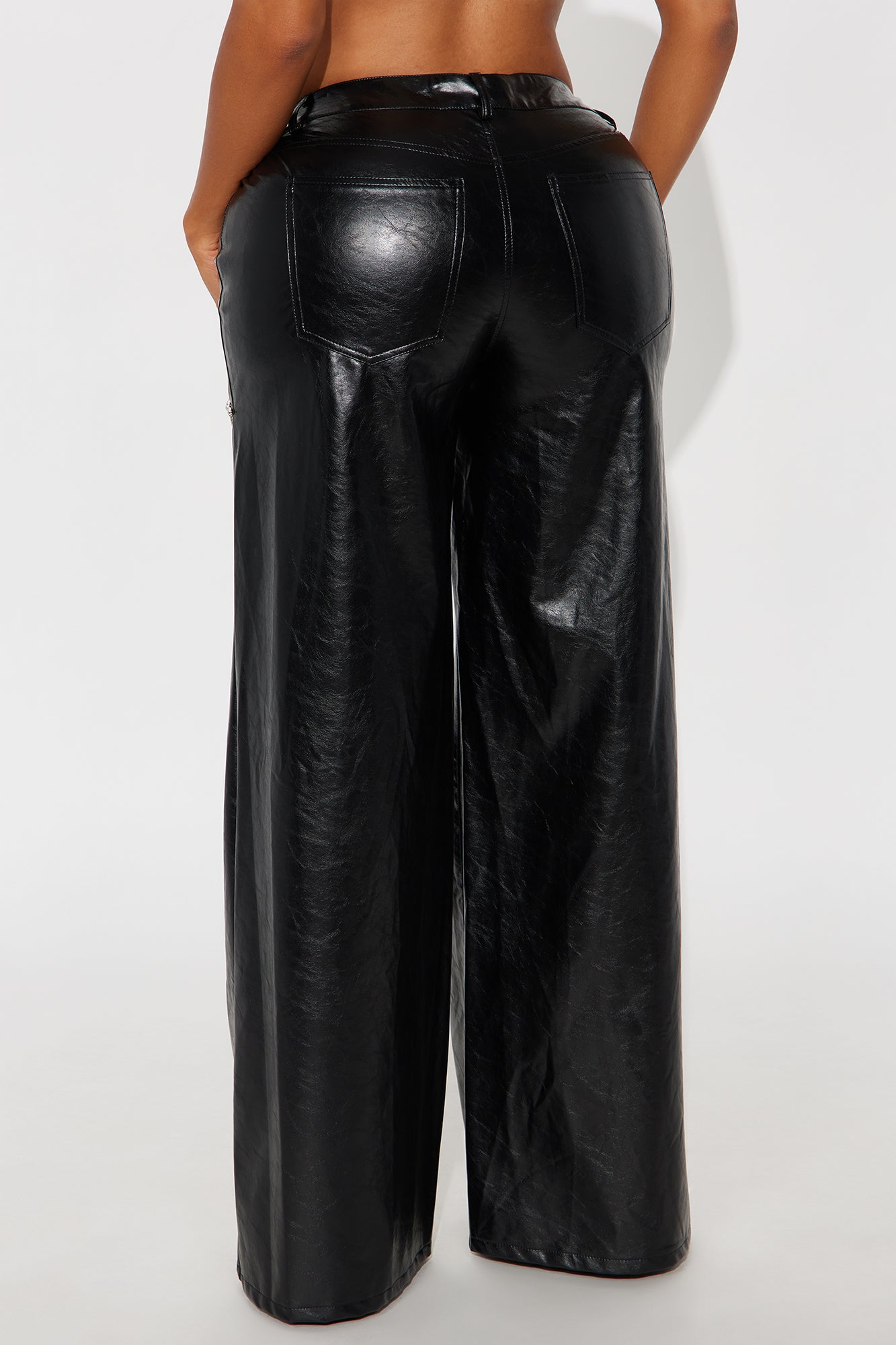 What You've Been Wanting Wide Leg Faux Leather Pant 33″ - Black