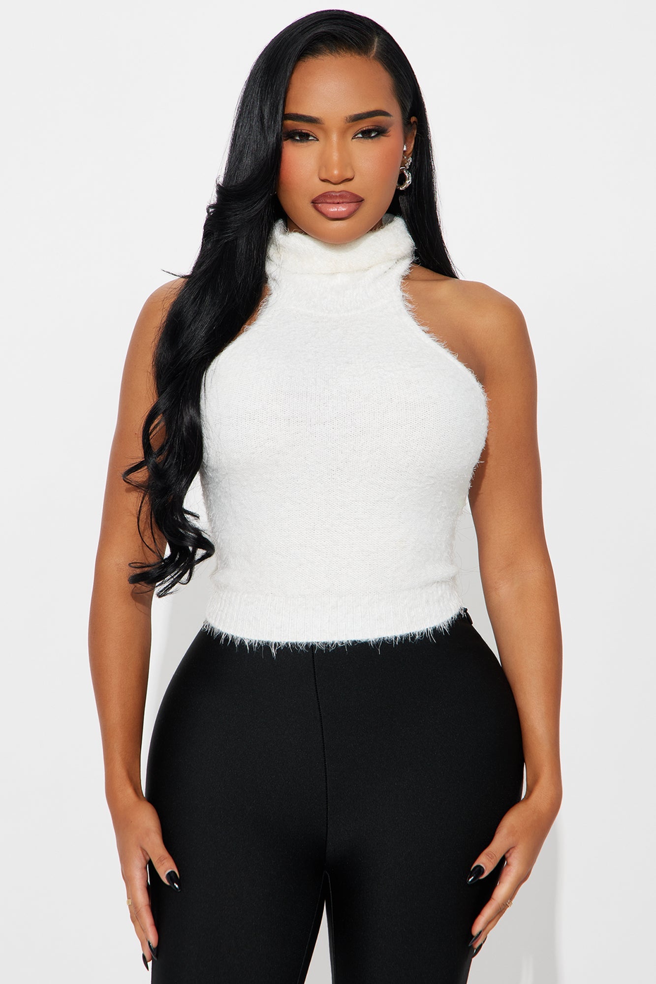 Feeling The Cold Sweater Top Cardigan Set - White