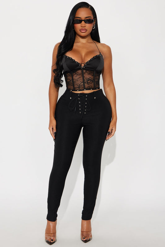 Bet On It Tie Up Skinny Pant 29″ - Black