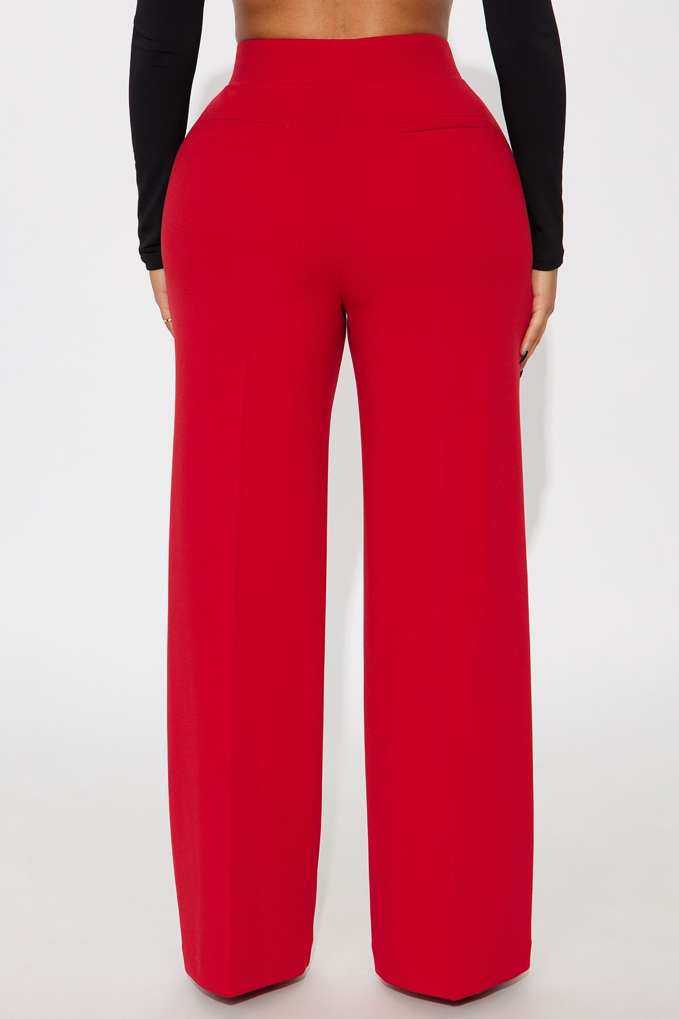 Office Mood Wide Leg Trouser - DarkRed