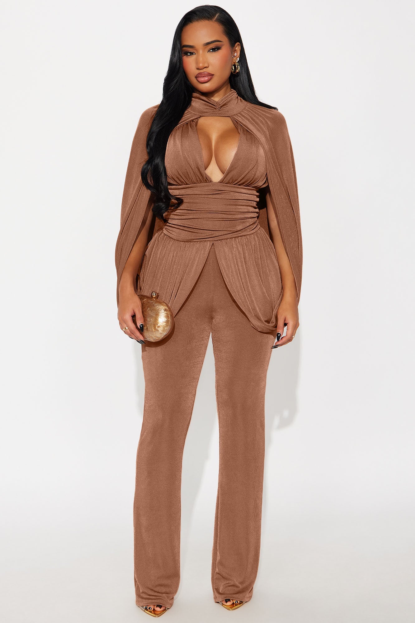 Command Attention Slinky Pant Set - Camel