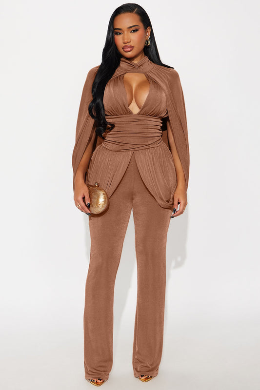 Command Attention Slinky Pant Set - Camel