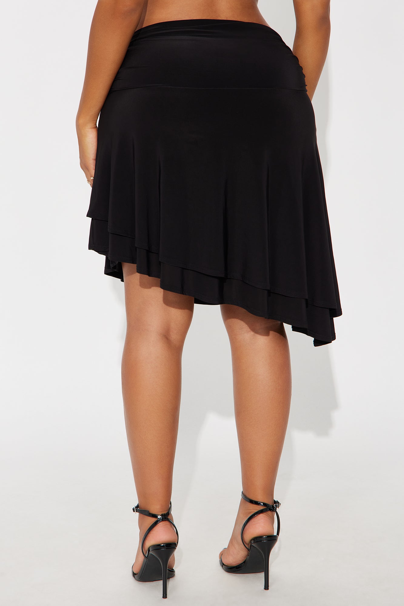Classy Chic Asymmetrical Midi Skirt - Black