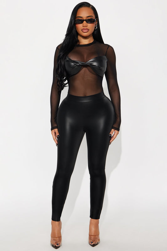 Molten Love Liquid Faux Leather Leggings - Black