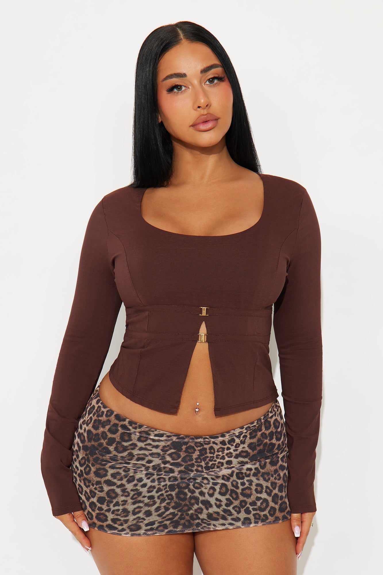 Golden Era Belted Blouse - Brown