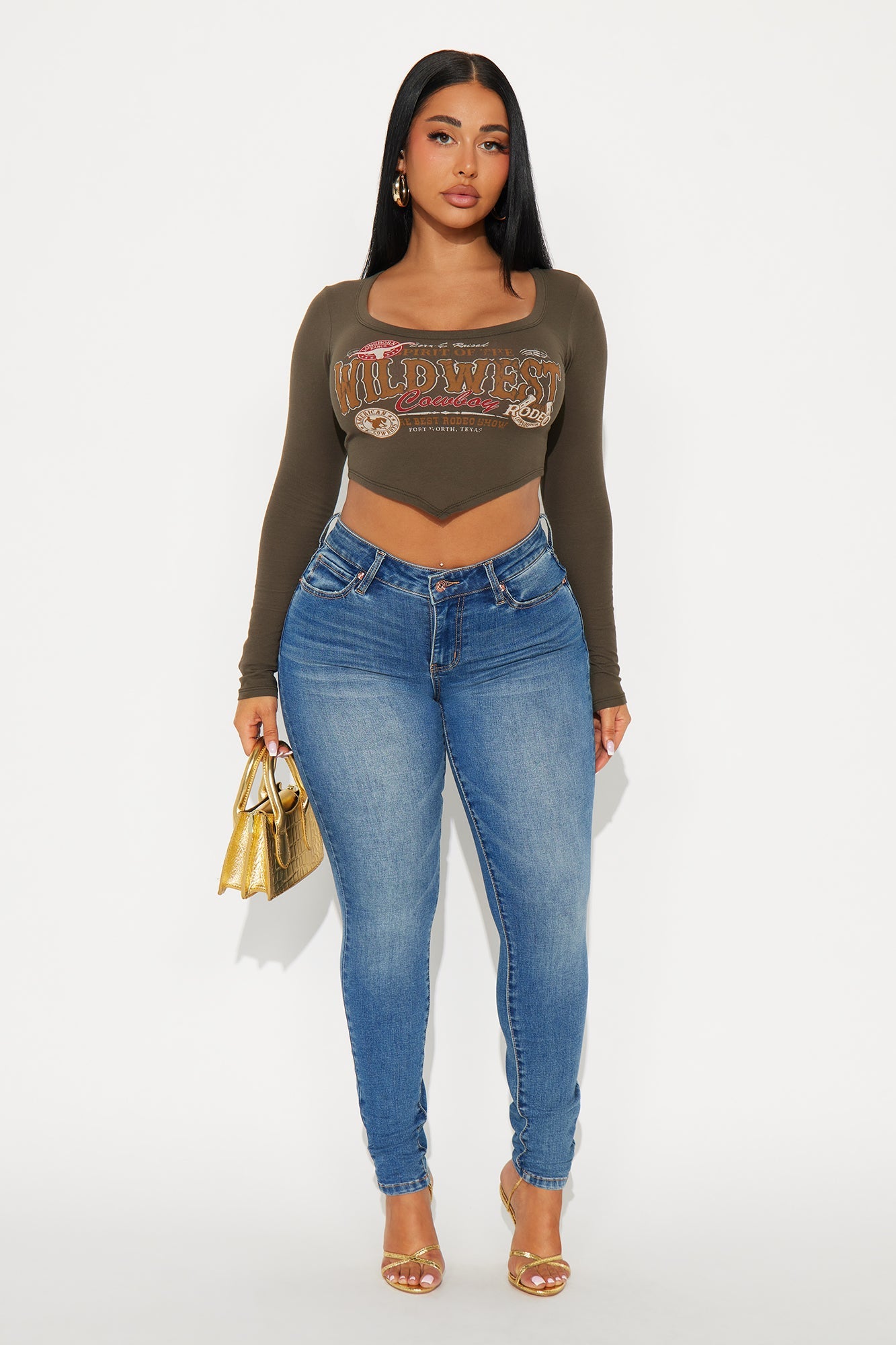 Spirit Of The Wild Wild West Long Sleeve Top - Olive